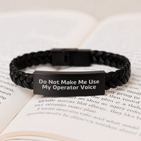 Load image into Gallery viewer, Operator Humor Gifts from Friends for Birthday: Interlaced Leather Bracelet with Stainless Steel Quote - Image 3

