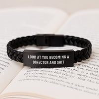 Load image into Gallery viewer, Funny Director Gifts, Interlaced Leather Bracelet for Him, Christmas Unique Gifts from Friends to Director, &#39;Look At You Becoming A Director And Shit&#39; - Image 3
