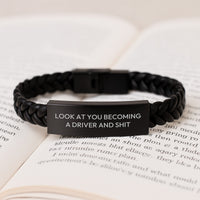 Load image into Gallery viewer, Funny Driver Gifts for Him Interlaced Leather Bracelet with Funny Quote, Gifts from Friends, Unique Christmas Unique Gifts for Men - Image 3
