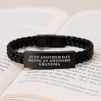 Load image into Gallery viewer, Funny Grandma Gifts, Interlaced Leather Bracelet, Just Another Day Being An Awesome Grandma, Christmas Unique Presents for Grandma, Gifts from Family to Grandma - Image 3
