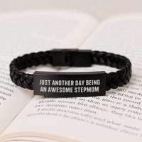 Load image into Gallery viewer, Just Another Day Being An Awesome Stepmom, Interlaced Leather Bracelet for Stepmom Gifts, Christmas Unique Gifts from Family - Image 3
