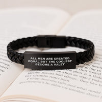 Load image into Gallery viewer, Valet Inspired Interlaced Leather Bracelet, Funny Quote Gifts for Men, Graduation Unique Gifts from Family, Funny Men&#39;s Gifts - Image 3
