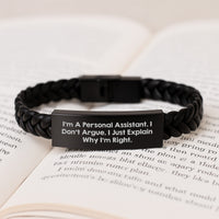Load image into Gallery viewer, Funny Personal Assistant Gift for Him, Unique Interlaced Leather Bracelet from Family, Perfect for Coworkers&#39; Christmas Unique Gifts - Image 3
