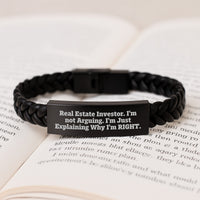 Load image into Gallery viewer, Funny Real Estate Investor Christmas Unique Gifts from Friends, Inspirational Interlaced Leather Bracelets for Men, Women, Coworkers - &#39;I&#39;m Not Arguing. I&#39;m Just Explaining Why I&#39;m Right.&#39; - Image 3
