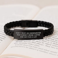Load image into Gallery viewer, Funny Underwriter Gifts for Men Valentine's Interlaced Leather Bracelet with Stainless Steel and PU Leather - Image 3
