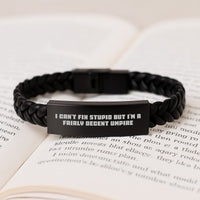 Load image into Gallery viewer, Funny Umpire Gifts from Men to Umpire Friends for Valentine's Unique Interlaced Leather Bracelet - Image 3