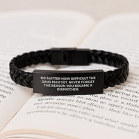 Load image into Gallery viewer, Dispatcher Inspirational Gifts from Friends Christmas Unique Interlaced Leather Bracelet, &#39;No Matter How Difficult The Days May Get. Never Forget The Reason You Became A Dispatcher.&#39; - Image 3
