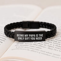 Load image into Gallery viewer, Papa Gifts, Funny Quotes Interlaced Leather Bracelet, Christmas Unique Gifts from Men, for Papa - 'Being My Papa Is The Only Gift You Need' - Image 3