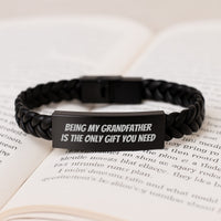 Load image into Gallery viewer, Funny Grandfather Gifts, Inspirational Quote: Being My Grandfather Is The Only Gift You Need, Interlaced Leather Bracelet for Men - Image 3
