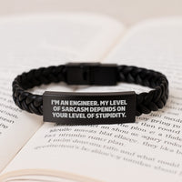 Load image into Gallery viewer, Funny Engineer Gifts for Women - 'I'm An Engineer' Interlaced Leather Bracelet - Image 3