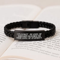 Load image into Gallery viewer, Valet Humor Interlaced Leather Bracelet, Funny Gifts for Valet on Valentine's from Friends, Men, Women, Coworkers, Family - Image 3