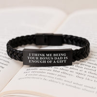 Load image into Gallery viewer, Funny Bonus Dad Gifts from Men - Interlaced Leather Bracelet for Bonus Dad Graduation Unique Gifts - Image 3
