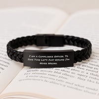 Load image into Gallery viewer, Compliance Officer Gifts Funny Quote Interlaced Leather Bracelet Birthday Unique for Men, Women, Coworkers, Friends - Image 3