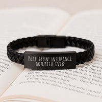 Load image into Gallery viewer, Funny Insurance Adjuster Gifts, Best Effin' Quote Interlaced Leather Bracelet for Mother's Day Unique Gifts from Women, Gifts for Insurance Adjusters, Men, Women, Friends, Coworkers, Family - Image 3