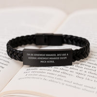 Load image into Gallery viewer, Gifts from Friends for Apartment Managers - Interlaced Leather Bracelet with Funny Quote, Perfect for Graduation, Friends, Coworkers, Family - Image 3
