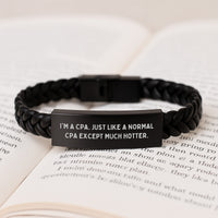 Load image into Gallery viewer, CPA Humor Gifts from Men, Funny Interlaced Leather Bracelet for CPA, Unique Graduation Gifts for Him, Her, or Friends - Image 3

