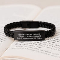 Load image into Gallery viewer, Makeup Enthusiast Gifts from Friends for Women, Interlaced Leather Bracelet with Stainless Steel and PU Leather, Graduation Unique Style - Image 3