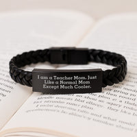 Load image into Gallery viewer, Funny Teacher Gifts from Mom, Interlaced Leather Bracelet for Teacher, Graduation Unique Gifts, I Am A Teacher Mom, Teacher Appreciation, Teacher Love, Teacher Mom - Image 3