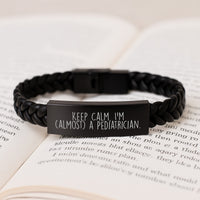 Load image into Gallery viewer, Pediatrician Humor Inspirational Graduation Gift Unique Interlaced Leather Bracelet, Gifts from Family - Image 3