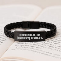 Load image into Gallery viewer, Funny Valet Gifts from Friends, Keep Calm I&#39;m (almost) A Valet Interlaced Leather Birthday Unique Gifts for Men Valet - Image 3

