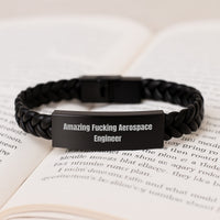 Load image into Gallery viewer, Aerospace Engineer Keepsake Leather Bracelet for Him Birthday Gift - Image 3