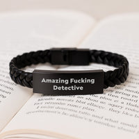 Load image into Gallery viewer, Detective Keepsake Interlaced Leather Bracelet for Him Birthday Gift - Image 3