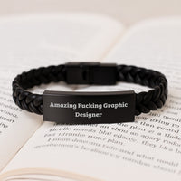 Load image into Gallery viewer, Graphic Designer Interlaced Leather Bracelet for Him Birthday Gift - Image 3