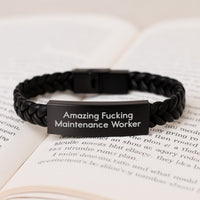 Load image into Gallery viewer, Maintenance Worker Interlaced Leather Bracelet for Him Birthday Gift - Image 3