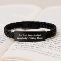 Load image into Gallery viewer, Analyst Keepsake Interlaced Leather Bracelet for Him Birthday Gift - Image 3