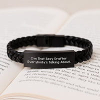 Load image into Gallery viewer, Drafter Interlaced Leather Bracelet Keepsake Birthday Gift for Him - Image 3