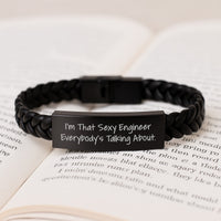Load image into Gallery viewer, Engineer Keepsake Interlaced Leather Bracelet for Him Birthday Gift - Image 3
