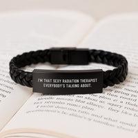 Load image into Gallery viewer, Radiation Therapist Keepsake Leather Bracelet for Him Birthday Gift - Image 3