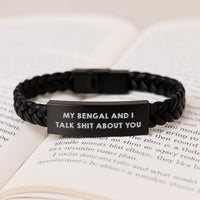 Load image into Gallery viewer, Bengal Cat Lovers Gift, Funny Interlaced Leather Bracelet, &#39;My Bengal And I Talk Shit About You&#39;, Gifts from Family for Graduation, Unique Men&#39;s Accessories - Image 3
