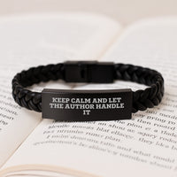 Load image into Gallery viewer, Keep Calm Author Handle Funny Graduation Unique Gifts for Men Friends Family - Interlaced Leather Bracelet Author Enthusiast Gifts - Image 3