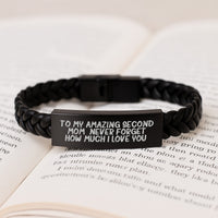 Load image into Gallery viewer, Second Mom Gifts from Family - Interlaced Leather Bracelet for Mother's Day, Graduation Unique Gifts, Inspirational Quote - To My Amazing Second Mom, Never Forget How Much I Love You. - Image 3