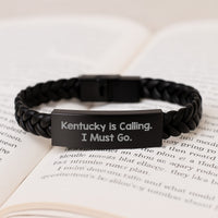 Load image into Gallery viewer, Funny Kentucky Gifts, Men's Interlaced Leather Bracelet, Birthday Unique Gifts, Gifts from Family to Friends - Image 3