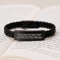 Load image into Gallery viewer, Case Manager Gifts - Interlaced Leather Bracelet with Funny Quote - Gifts from Friends to Favorite Case Manager - Graduation Unique Gifts - Image 3
