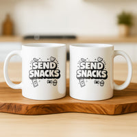 Load image into Gallery viewer, Funny Mom Coffee Mug, Send Snacks Quote, Tired Mom Humor Gift Cup