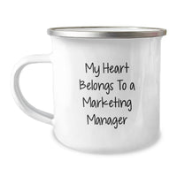 Load image into Gallery viewer, Funny Marketing Manager Gift, Birthday Unique Gifts from Friends, 'My Heart Belongs To A Marketing Manager' Enamel Camping Mug - Image 1