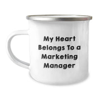 Load image into Gallery viewer, Funny Gifts from Friends, Unique Birthday Unique Gifts for Marketing Manager, My Heart Belongs To A Marketing Manager Enamel Camping Mug - Image 1