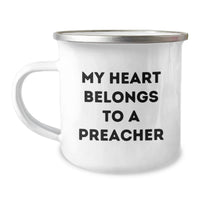 Load image into Gallery viewer, Funny Preacher Gifts, My Heart Belongs To A Preacher, Graduation Unique Gifts from Friends to Preacher, Camping Mug for Preacher Men - Image 1