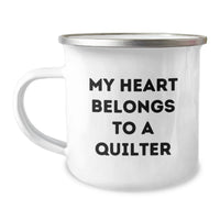 Load image into Gallery viewer, Funny Quilter Gifts from Friends - Gifts for Quilter Camping Mug - My Heart Belongs To A Quilter Birthday Unique Gifts - Image 1