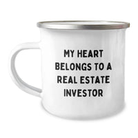 Load image into Gallery viewer, Funny Real Estate Investor Gifts from Men to Friends - 'My Heart Belongs To A Real Estate Investor' Graduation Unique Gifts for Real Estate Investors, Camping Mugs for Him - Image 1