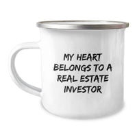 Load image into Gallery viewer, Funny Real Estate Investor Gifts for Him, Unique Camping Mug for Real Estate Investor Graduation, 'My Heart Belongs To A Real Estate Investor' - Image 1