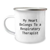 Load image into Gallery viewer, Funny Respiratory Therapist Gifts from Friends - My Heart Belongs To A Respiratory Therapist, Inspirational Camping Mug for Graduation Unique Gifts - Image 1