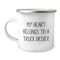 Load image into Gallery viewer, Funny Truck Driver Gifts from Friends to Graduation Unique Gifts for Men - Camping Mug with My Heart Belongs To A Truck Driver Quote - Image 1
