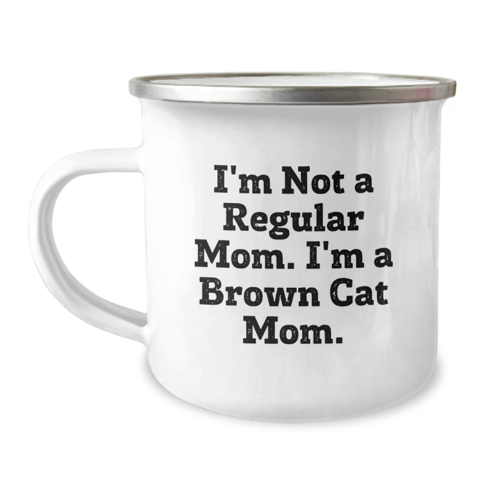 Brown Cat Mom Camping Mug, Funny Gift for Brown Cat Enthusiasts, Gifts from Family, Friends, or Coworkers, Perfect Birthday Unique Gifts for Brown Cat Lovers - Image 1