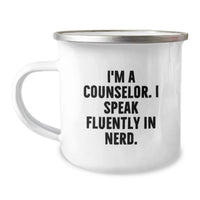 Load image into Gallery viewer, Funny Counselor Gifts from Friends, Unique Christmas Unique Gifts for Counselor Men, genius Themed Camping Mug - Image 1