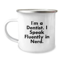 Load image into Gallery viewer, Funny Dentist Gifts for Men from Friends, Graduation Unique Gifts for Dentist, Camping Mug - I'm A Dentist. I Speak Fluently In genius. - Image 1