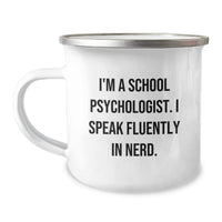 Load image into Gallery viewer, Funny School Psychologist Gifts from Friends, Men, or Family - Christmas Unique Mugs for School Psychologists, genius Humor Quote, Camping Mug, 12 oz, Stainless Steel, Enamel Finish - Image 1
